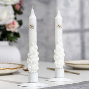  Набор свадебных свечей в коробке "Романтика с кольцами", белый, родительская пара (2453423) 