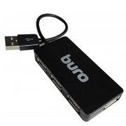  Разветвитель USB 2.0 Buro BU-HUB4-U2.0-Slim 4порт. черный 