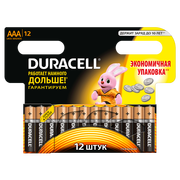  Батарейка Duracell LR03, AAA, Basic, щелочная (LR03-12BL) блистер 12 шт 
