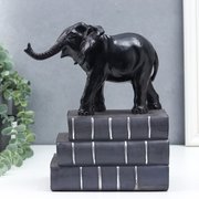  Держатель для книг интерьерный "Чёрный слон на книгах" 25х13х21 см (6300719) 