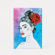  Обложка для паспорта "Девушка с розой", 9,5*0,5*13,5, голубой (9305801) 