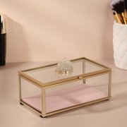  Органайзер для косметических принадлежностей «Crystal Glass», с крышкой, 1 секция, 14,5 × 9 × 8 см, цвет прозрачный/медный/розовый (6945223) 