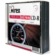  Диск CD-R Mirex 700 Mb, 52х, Maximum, Slim Case (5) 