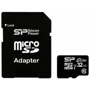  Карта памяти Silicon Power microSDHC 32Gb Class10 SP032GBSTHBU1V10SP + adapter 