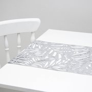  Дорожка на стол «Листья», 33×150 см, цвет серебряный (5377938) 