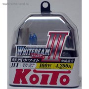  Лампа автомобильная Koito, H1 12 В (55) (100w) P14.5s Whitebeam III 4200K, набор 2 шт (4343847) 