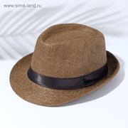 Шляпа мужская MINAKU "Плетеная", размер 58, цвет коричневый (4151896) 