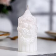  Свеча-цилиндр свадебная "Жених и невеста", 9х4,5 см, белая с блеском, домашний очаг (2554857) 