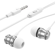  Наушники Borofone BM75 Platinum metal universal earphones with microphone, silver 
