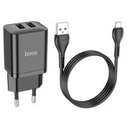  СЗУ HOCO N25 Maker dual port charger+Micro, black 