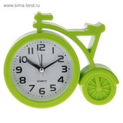  Будильник "Велосипед", дискретный ход, d=7 см, 11 х 13 см, зеленый (2581937) 