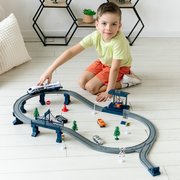  Железная дорога для детей «Мой город», 63 предмета, синяя (7818938) 
