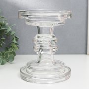  Подсвечник стекло на 1 свечу "Анкара" d-3,7 и 8,5 см прозрачный 12х12х15 см (7877171) 