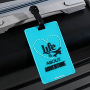  Бирка на чемодан резиновая "Life is about adventure", бирюзовая, 6.5 х 10.4 см (7892469) 