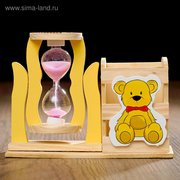  Песочные часы "Медвежонок", сувенирные, с карандашницей, 13.5 х 13.5 х 10 см, микс (3612384) 