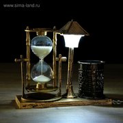  Песочные часы "Уличный фонарик", сувенирные, с подсветкой, карандашницей, 6.5 х 15.5 х 14.5 см, микс (3488504) 