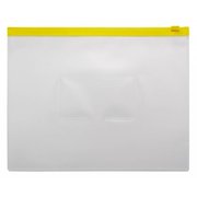  Папка-конверт на ZIP-молнии A5 150 мкм, Calligrata, прозрачная, жёлтая молния (6578063) 
