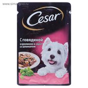  Влажный корм Cesar для собак, говядина/кролик/шпинат, пауч, 85 г (1397365) 