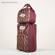  Чемодан малый 20" с сумкой, отдел на молнии, наружный карман, с расширением, цвет коричневый (3653063) 