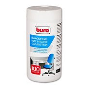  Салфетки Buro BU-Tsurl для пластиковых поверхностей и офисной мебели туба 100шт влажных 
