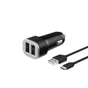  АЗУ Deppa 2 USB 2.4А + кабель USB Type-C, черный (11284) 