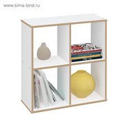  Стеллаж Polini Home Smart «Кубический», 4 секции, цвет белый, эффект фанеры (5384324) 