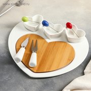  Блюдо для подачи «Эстет. Сердце», 8 предметов: 3 соусника 8×6×4 см, 3 шпажки, нож, вилочка (4497102) 