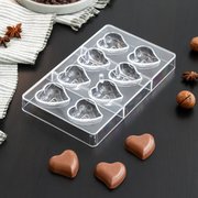  Форма для шоколада и конфет «Сердце», 8 ячеек, 20×12×2,5 см, ячейка 4×4×1 см (7129739) 