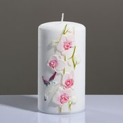  Свеча - цилиндр "Орхидея", 8×15 см, розовый (5168725) 