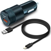  АЗУ Borasco Power Delivery + QC 3.0, 38W+ дата-кабель Type-C - Type-C, (черный) 