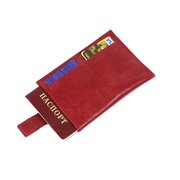  Обложка-футляр для паспорта, 2 кармана для карт, 1 для денег, бордо крек (5250617) 