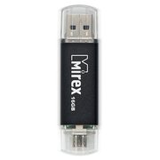  USB-флешка 16GB Mirex Smart, OTG, USB 2.0/MicroUSB, Черный (13600-DCFBLS16) 
