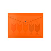  Папка-конверт на кнопке А4, 180 мкм, ErichKrause Glossy Neon, глянцевая, полупрозрачная, оранжевая (4672870) 