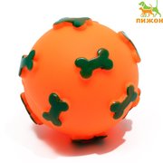  Игрушка пищащая "Мяч Косточки" для собак, 5,5 см, оранжевая (7472704) 