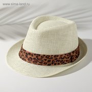  Шляпа женская MINAKU "Леопард", размер 56-58, цвет экрю (4151904) 