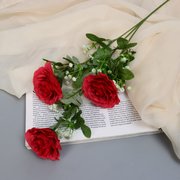  Цветы искусственные "Роза галант" 8х62 см, красный (9222787) 