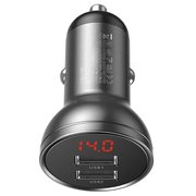  АЗУ Baseus Digital Display 2USB 4.8A Car Charger 24W Grey 