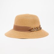  Шляпа женская с цепочкой MINAKU цвет бежевый, р-р 58 (7314541) 