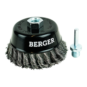  Кордщётка чашеобразная BERGER BG1744 (витая оцинкованная сталь 0.5 мм, диаметр 100 мм, гайка М14 + хвостовик 6 мм) 