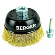  Кордщётка чашеобразная BERGER BG1741 (латунированная сталь 0.3 мм, диаметр 100 мм, гайка М14 + хвостовик 6 мм) 