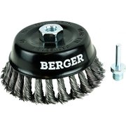  Кордщётка чашеобразная BERGER BG1745 (витая оцинкованная сталь 0.5 мм, диаметр 125 мм, гайка М14 + хвостовик 6 мм) 
