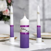  Набор свадебных свечей "Совет да любовь" фиолетовый: родительские 1,8х17,5; очаг 4х13,5 (2554845) 