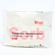  Салфетки медицинские Angel сорбционные, нетканые, стерильные, 10*10 см, 5 шт, 8 сл (9355186) 