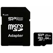  Карта памяти Silicon Power SP064GBSTXBU1V10SP microSD 64GB Elite microSDXC Class 10 UHS-I (SD адаптер) 
