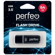  USB-флешка 64GB USB 3.0 Perfeo C12 Black (PF-C12B064) 