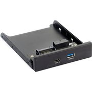  Планка USB на переднюю панель ExeGate U3H-617, 3,5", 1*USB3.0+1*TypeC, черная, металл, подсоединение к мат. плат 280447 
