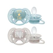  Пустышка PHILIPS SCF223/01 ultra soft, Little star/Hello, 6-18мес., 2шт, для мальчиков 
