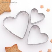  Набор форм для вырезания печенья «Сердечко», 3 шт (1018113) 