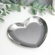  Подставка для мелочей нержавеющая сталь "Сердце" серебристая 9,2х9 см (9103688) 