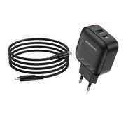  СЗУ Borofone BA46A Premium PD+QC3.0 charger Type-C TO Lightning (EU), black 